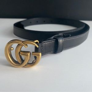 Leather belt with Double G buckle